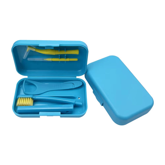 Dental Oral Cleaning Care Kits Portable Toothbrush Box Orthodontic Kits Foldable Toothbrush Tongue Scraper Interdental Brush