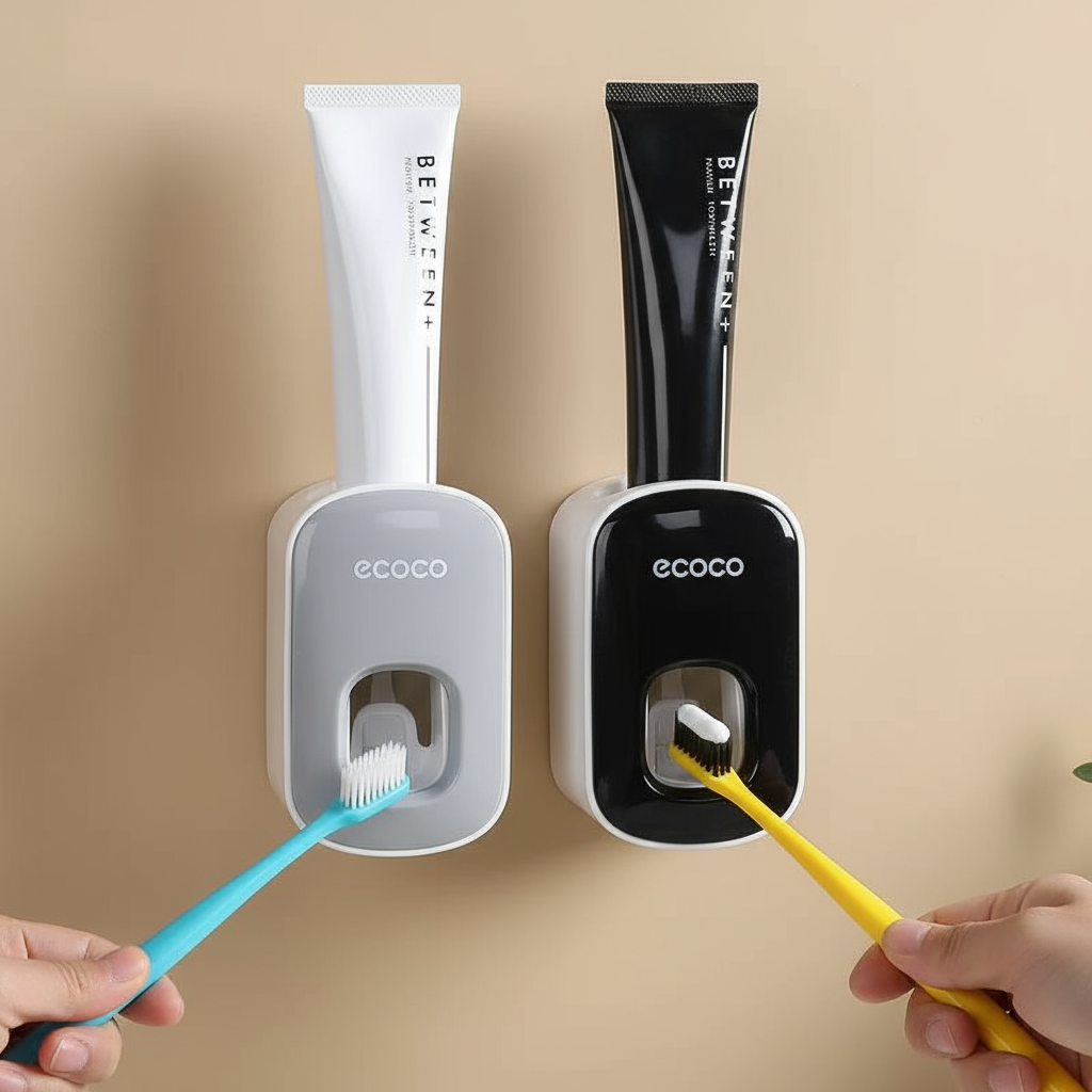 Accesorio de baño Dispensador automático de pasta de dientes con soporte para cepillos de pared