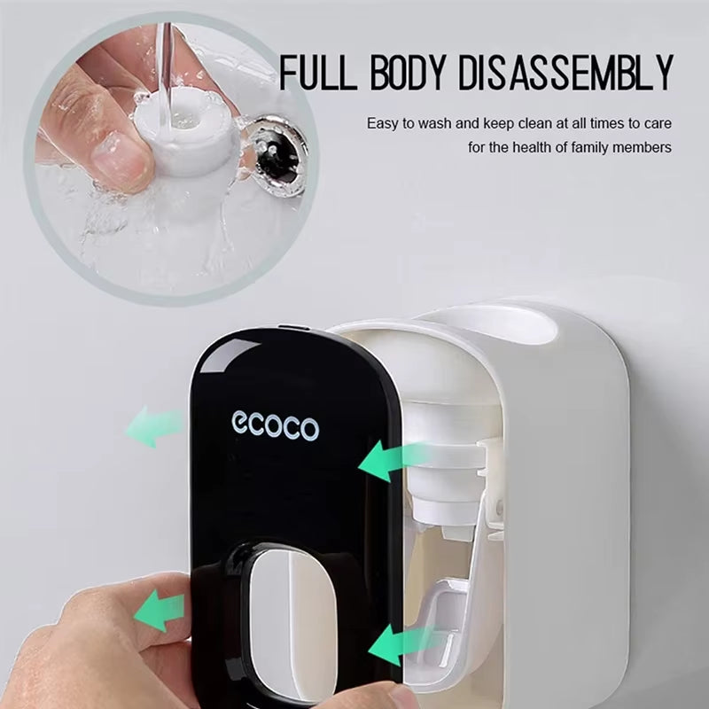 Accesorio de baño Dispensador automático de pasta de dientes con soporte para cepillos de pared